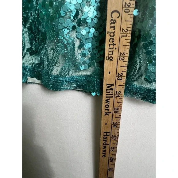 Womens Green Sequin Camisole Top Sparkle Adjustable Spaghetti Strap Sz M - Picture 8 of 8